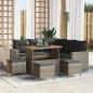 Preview: ARDEBO.de - 9-teiliges Garten Sofa Set mit Kissen Grau Poly Rattan Akazie, 4-teiliges Garten Essset mit Kissen Grau Poly Rattan Akazie