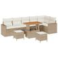 Preview: 9-teiliges Garten Sofa Set mit Kissen Beige Poly Rattan Akazie, 3-teiliges Garten Ess-Set mit Kissen Beige Poly Rattan Akazie