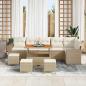 Preview: 10-teiliges Garten Sofa Set mit Kissen Beige Poly Rattan Akazie, 4-teiliges Garten Essset mit Kissen Beige Poly Rattan Akazie
