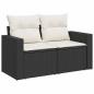 Preview: 12-teiliges Garten Sofa Set mit Kissen Schwarz Poly Rattan Akazie, 3-teiliges Garten Esszimmer Set mit Kissen Schwarz Poly Rattan Akazie