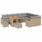 Preview: 12-teiliges Garten-Sofa-Set mit Kissen Beigefarbenes Poly-Rattan Akazie, 3-teiliges Garten-Essgruppen-Set mit Kissen Beigefarbenes Poly-Rattan Akazie