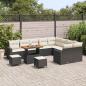 Preview: 12-teiliges Garten Sofa Set mit Kissen Schwarz Poly Rattan Akazie, 3-teiliges Garten Esszimmer Set mit Kissen Schwarz Poly Rattan Akazie