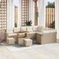 Preview: ARDEBO.de - 12-teiliges Garten Sofa Set mit Kissen in Beige Poly Rattan, 3-teiliges Garten Esstisch-Set mit Kissen in Beige Poly Rattan