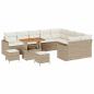 Preview: 12-teiliges Garten Sofa Set mit Kissen in Beige Poly Rattan, 3-teiliges Garten Esstisch-Set mit Kissen in Beige Poly Rattan