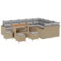 Preview: 13-teiliges Garten Sofa Set mit Kissen Beige Poly Rattan Akazie, 4-teiliges Garten Esszimmer-Set mit Kissen Beige Poly Rattan Akazie