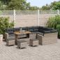 Preview: 13-teiliges Garten Sofa Set mit Kissen Grau Poly Rattan Akazie, 4-teiliges Garten Esszimmer Set mit Kissen Grau Poly Rattan Akazie