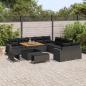 Preview: 13-teiliges Garten Sofa Set mit Kissen Schwarz Poly Rattan Akazie, 3-teiliges Garten Esstisch Set mit Kissen Schwarz Poly Rattan Akazie