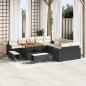 Preview: ARDEBO.de - 13-teilige Garten Sofa Set mit Kissen Schwarz Poly Rattan Akazie, 3-teilige Garten Essgruppe mit Kissen Schwarz Poly Rattan Akazie