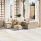 Preview: ARDEBO.de - 13 Teile Garten Sofa Set mit Kissen Beige Poly Rattan Akazie, 3 Teile Garten Esstisch Set mit Kissen Beige Poly Rattan Akazie