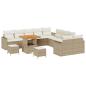 Preview: 13 Teile Garten Sofa Set mit Kissen Beige Poly Rattan Akazie, 3 Teile Garten Esstisch Set mit Kissen Beige Poly Rattan Akazie