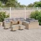 Preview: 14-teiliges Garten-Sofa-Set mit Kissen Beige Poly-Rattan Akazie, 4-teiliges Garten-Ess-Set mit Kissen Beige Poly-Rattan Akazie