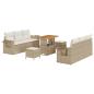 Preview: 9-teiliges Garten Sofa Set mit Kissen Beige Poly Rattan Akazie, 3-teiliges Garten Essset mit Kissen Beige Poly Rattan Akazie