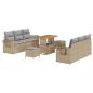 Preview: 9-teiliges Garten-Sofa-Set mit Kissen Beige Poly Rattan Akazie, 3-teiliges Garten-Dining-Set mit Kissen Beige Poly Rattan Akazie