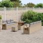 Preview: 10-teiliges Garten Sofa Set mit Kissen Beige Poly Rattan, 3-teiliges Garten Ess Set mit Kissen Beige Poly Rattan