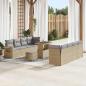 Preview: ARDEBO.de - Gartensofa-set mit Kissen 11 pcs Beige Poly Rattan
