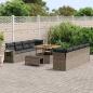 Preview: ARDEBO.de - 11-teiliges Garten-Sofa-Set mit Kissen Grau Poly Rattan Akazie, 3-teiliges Garten-Dining-Set mit Kissen Grau Poly Rattan Akazie
