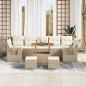 Preview: 10-teiliges Garten Sofaset mit Kissen, Beige, Poly Rattan, Akazie, 3-teiliges Garten Essset mit Kissen, Beige, Poly Rattan, Akazie