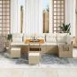 Preview: 9-teiliges Garten-Sofa-Set mit Kissen Beige Polyrattan Akazie, 3-teiliges Garten-Ess-Set mit Kissen Beige Polyrattan Akazie