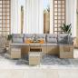Preview: 9-teilige Garten-Sofa-Set mit Kissen Beige Poly-Rattan Akazie,  3-teiliges Garten-Dining-Set mit Kissen Beige Poly-Rattan Akazie