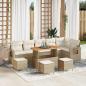 Preview: ARDEBO.de - 10-teiliges Garten Sofa Set mit Kissen Beige Poly Rattan Akazie, 4-teiliges Garten Esszimmer Set mit Kissen Beige Poly Rattan Akazie