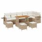 Preview: 10-teiliges Garten Sofa Set mit Kissen Beige Poly Rattan Akazie, 4-teiliges Garten Esszimmer Set mit Kissen Beige Poly Rattan Akazie
