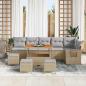 Preview: 10-teiliges Garten Sofa Set mit Kissen Beige Poly Rattan Akazie, 4-teiliges Garten Essset mit Kissen Beige Poly Rattan Akazie