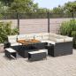 Preview: 12-teiliges Gartensofa-Set mit Kissen Schwarz Poly Rattan Akazie, 3-teiliges Garten-Ess-Set mit Kissen Schwarz Poly Rattan Akazie