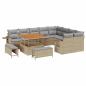 Preview: 12-teiliges Garten Sofa Set mit Kissen Beige Poly Rattan Akazie, 3-teiliges Garten Esszimmer Set mit Kissen Beige Poly Rattan Akazie