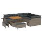 Preview: 12-teiliges Garten-Sofa-Set mit Kissen Grau Poly-Rattan Akazie, 3-teiliges Garten-Dining-Set mit Kissen Grau Poly-Rattan Akazie