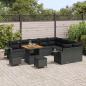 Preview: 12-teilige Garten Sofa Set mit Kissen Schwarz Poly Rattan Akazie, 3-teilige Garten Essgruppe mit Kissen Schwarz Poly Rattan Akazie