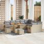 Preview: ARDEBO.de - 12-teiliges Garten-Sofa-Set mit Kissen Beige Poly Rattan Akazie, 3-teiliges Garten-Dining-Set mit Kissen Beige Poly Rattan Akazie