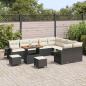 Preview: 12-teiliges Garten Sofa Set mit Kissen Schwarz Poly-Rattan Akazie, 3-teiliges Garten Esszimmer Set mit Kissen Schwarz Poly-Rattan Akazie
