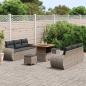 Preview: 9-teiliges Garten Sofa Set mit Kissen Grau Poly Rattan Akazie, 3-teiliges Garten Essset mit Kissen Grau Poly Rattan Akazie