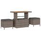 Preview: 9-teiliges Garten-Sofa-Set mit Kissen grau Poly Rattan Akazie, 3-teiliges Garten-Esszimmer-Set mit Kissen grau Poly Rattan Akazie