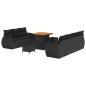 Preview: 10-teilige Garten Sofa Set mit Kissen Schwarz Poly Rattan Akazie, 3-teilige Garten Essgruppe mit Kissen Schwarz Poly Rattan Akazie
