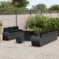 Preview: 10-teilige Garten Sofa Set mit Kissen Schwarz Poly Rattan Akazie, 3-teilige Garten Essgruppe mit Kissen Schwarz Poly Rattan Akazie