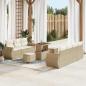 Preview: ARDEBO.de - 10-teiliges Garten Sofa Set mit Kissen Beige Poly Rattan Akazie, 3-teiliges Garten Essset mit Kissen Beige Poly Rattan Akazie