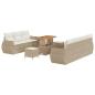 Preview: 10-teiliges Garten Sofa Set mit Kissen Beige Poly Rattan Akazie, 3-teiliges Garten Essset mit Kissen Beige Poly Rattan Akazie