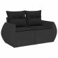 Preview: 11-teiliges Garten-Sofa-Set mit Kissen Schwarz Poly-Rattan Akazie, 3-teiliges Garten-Ess-Set mit Kissen Schwarz Poly-Rattan Akazie