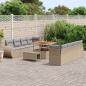 Preview: 11-teiliges Garten-Sofa-Set mit Kissen Beige Poly-Rattan Akazie, 3-teiliges Garten-Dining-Set mit Kissen Beige Poly-Rattan Akazie