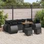 Preview: ARDEBO.de - 10-teiliges Garten-Sofa-Set mit Kissen Schwarz Poly Rattan Akazie, 3-teiliges Garten-Esszimmer-Set mit Kissen Schwarz Poly Rattan Akazie