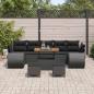 Preview: 10-teiliges Garten-Sofa-Set mit Kissen Schwarz Poly Rattan Akazie, 3-teiliges Garten-Esszimmer-Set mit Kissen Schwarz Poly Rattan Akazie