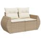 Preview: ARDEBO.de - 9-teiliges Garten Sofa Set mit Kissen Beige Poly Rattan Akazie, 3-teiliges Garten Essset mit Kissen Beige Poly Rattan Akazie