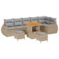 Preview: 9-Teiliges Garten Sofa Set mit Kissen Beige Poly Rattan Akazie, 3-Teiliges Garten Essset mit Kissen Beige Poly Rattan Akazie