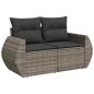 Preview: 9-teiliges Garten Sofa Set mit Kissen Grau Poly Rattan Akazie, 3-teiliges Garten Esstisch Set mit Kissen Grau Poly Rattan Akazie