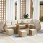 Preview: ARDEBO.de - 10-teiliges Garten Sofa Set mit Kissen Beige Poly Rattan Akazie, 4-teiliges Garten Esszimmer Set mit Kissen Beige Poly Rattan Akazie