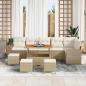 Preview: 10-teiliges Garten Sofa Set mit Kissen Beige Poly Rattan Akazie, 4-teiliges Garten Esszimmer Set mit Kissen Beige Poly Rattan Akazie