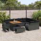 Preview: 12-teiliges Garten Sofa Set mit Kissen Schwarz Poly Rattan Akazie, 3-teiliges Garten Esstisch Set mit Kissen Schwarz Poly Rattan Akazie