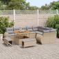Preview: 12-teiliges Garten Sofa Set mit Kissen Beige Poly Rattan Akazie, 3-teiliges Garten Esszimmer Set mit Kissen Beige Poly Rattan Akazie