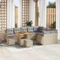 Preview: ARDEBO.de - 12-teiliges Gartensofaset mit Kissen Beige Poly Rattan Akazie, 3-teiliges Garten Essset mit Kissen Beige Poly Rattan Akazie
